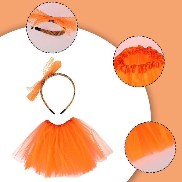 80s Tutu Dress Costume Accessoriess Set For Women, Orange Tutu Skirt With🐹 - Picture 4 of 7